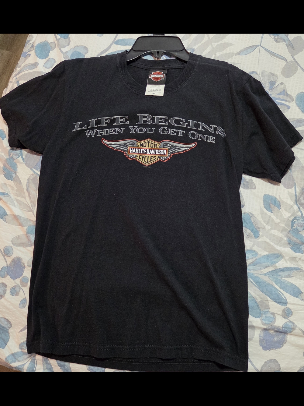 Harley-Davidson Black Short-Sleeve Tee with Winged Logo and Slogan
